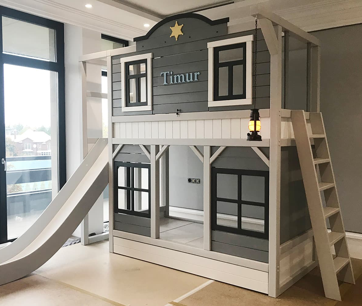 Cowboy bunk bed with slide - Linas & Sons