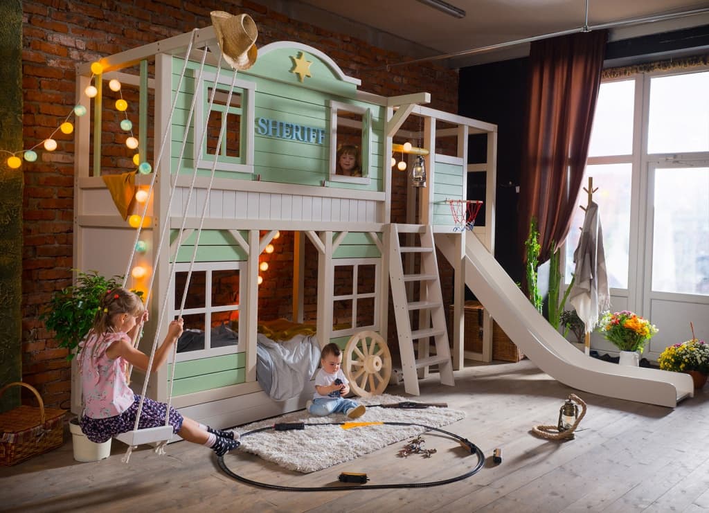 Cowboy bunk bed with slide - Linas & Sons
