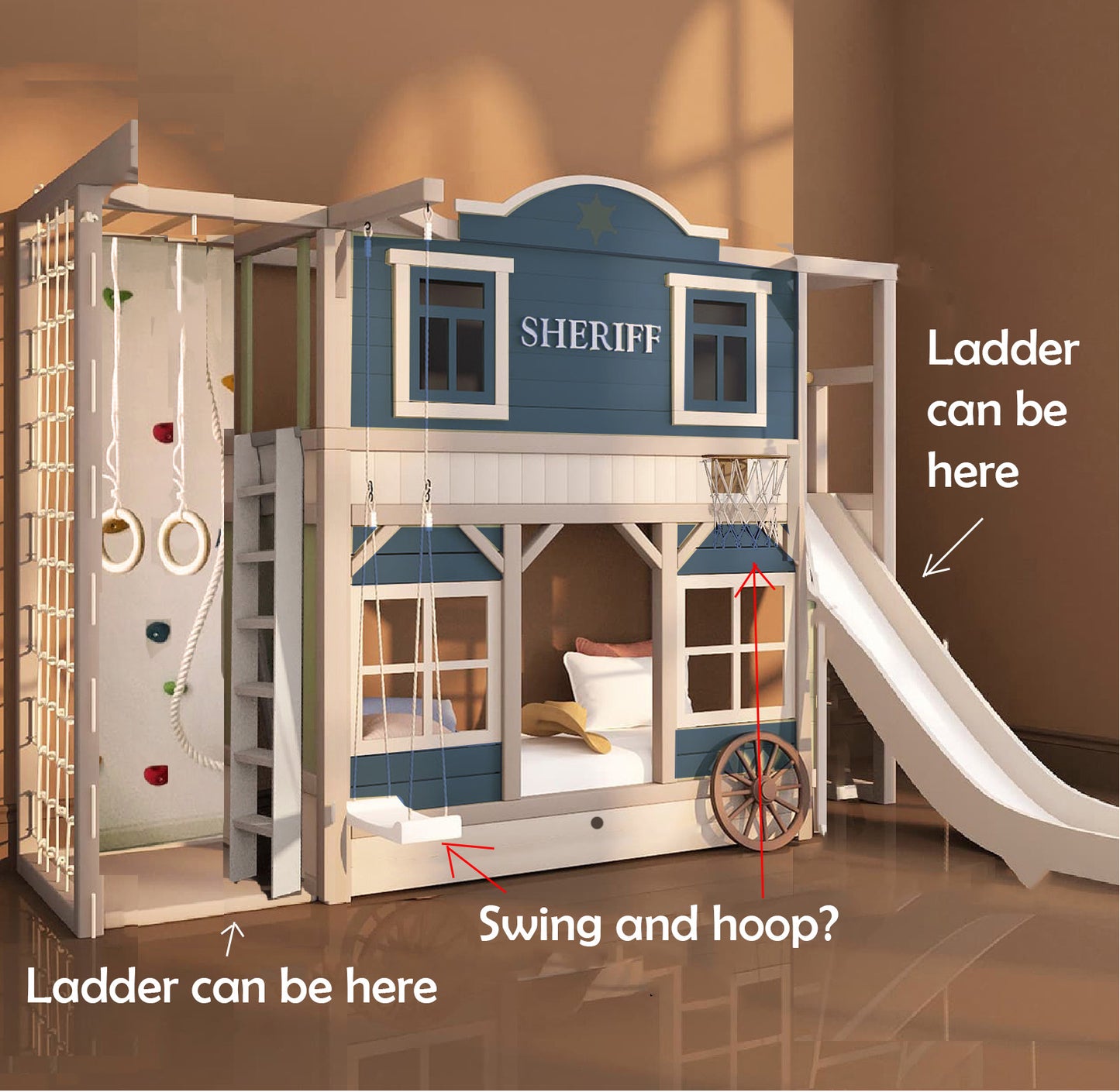 Cowboy bunk bed with slide - Linas & Sons