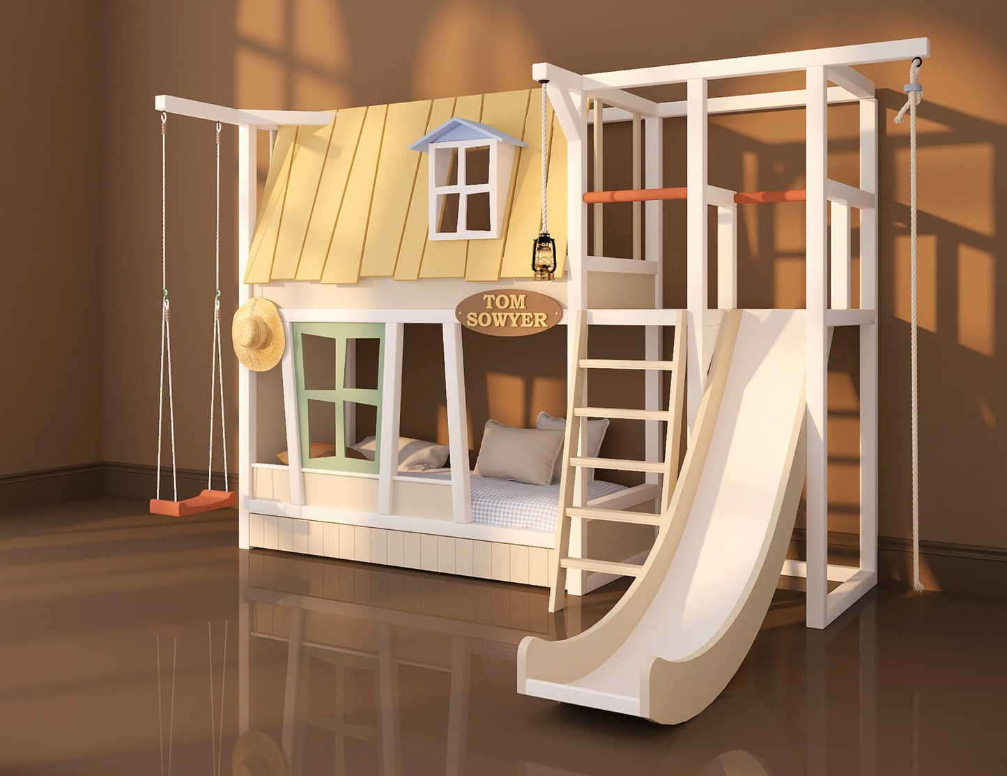Bunk Treehouse bed with slide / gym - Linas & Sons