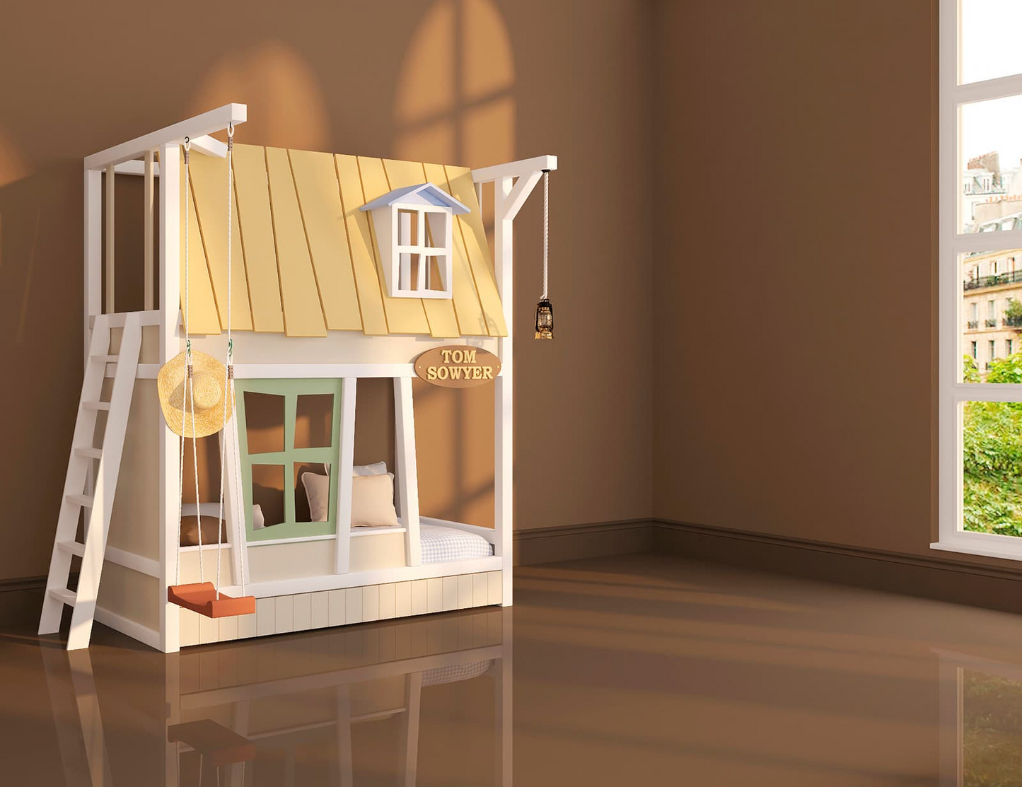 Bunk Treehouse bed with slide / gym - Linas & Sons