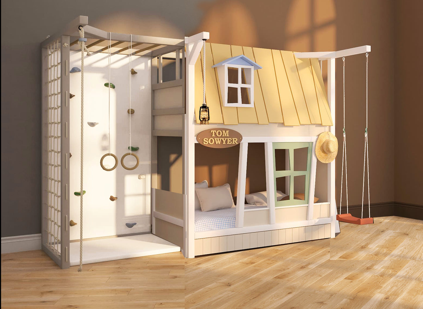 Bunk Treehouse bed with slide / gym