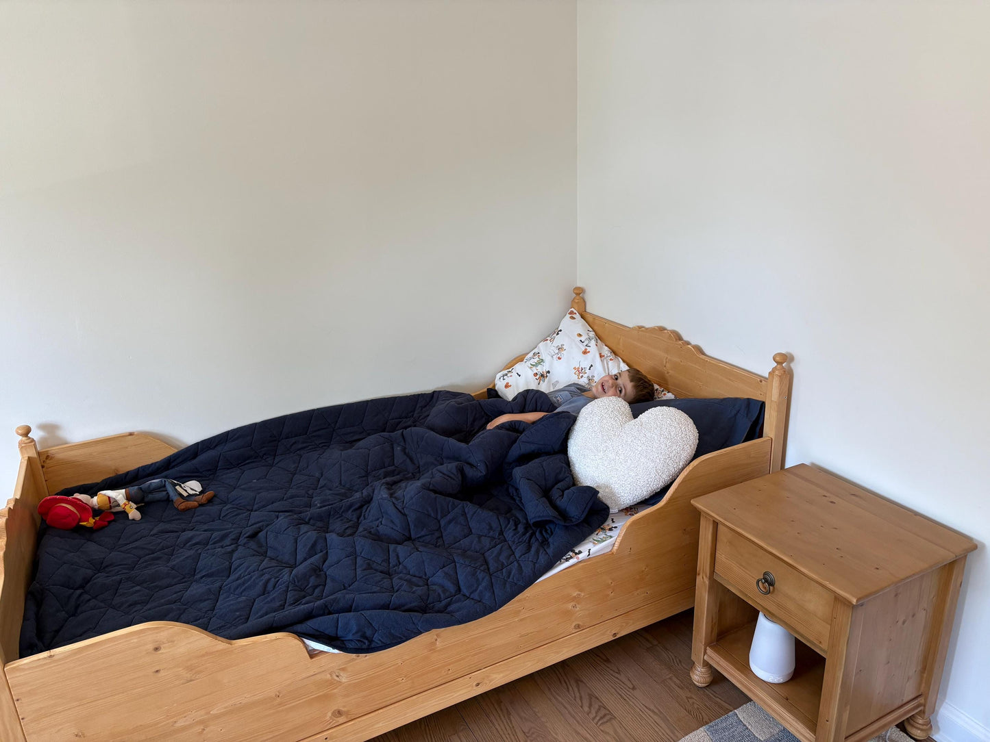 Toddler Vintage design Sleigh Bed, antique pine color, any color