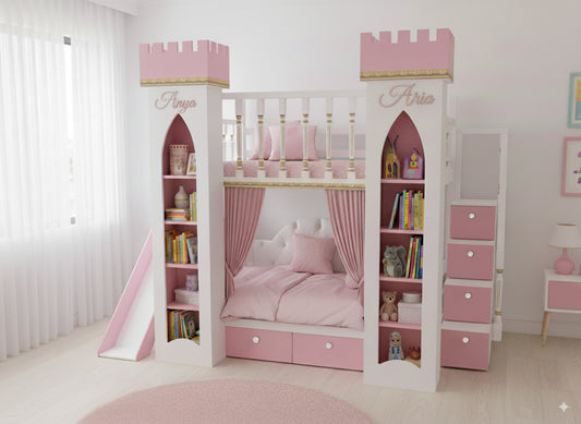 Princess castle bed with slide - Linas & Sons