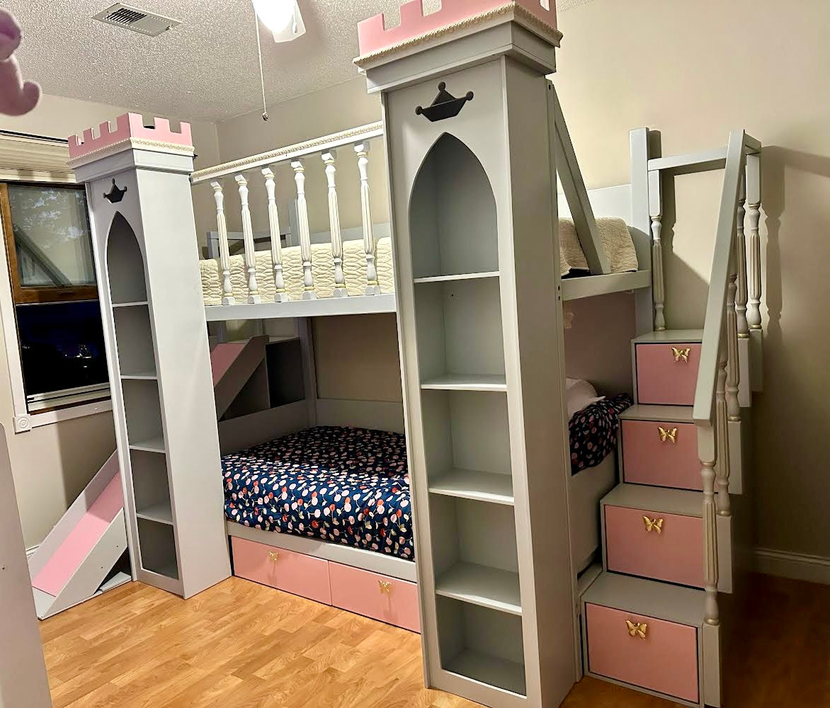 Princess castle bed with slide