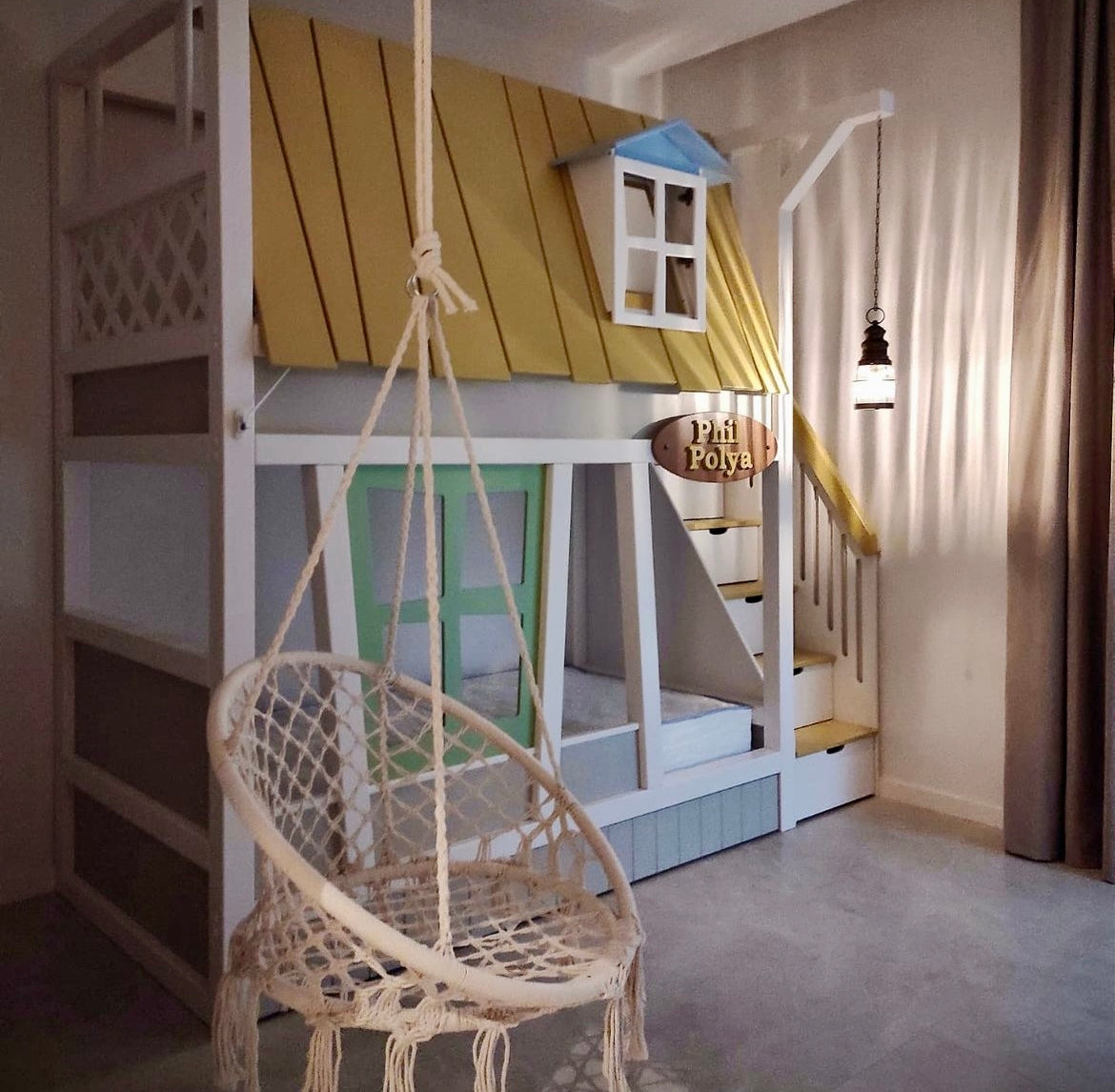 Bunk Treehouse bed with slide / gym