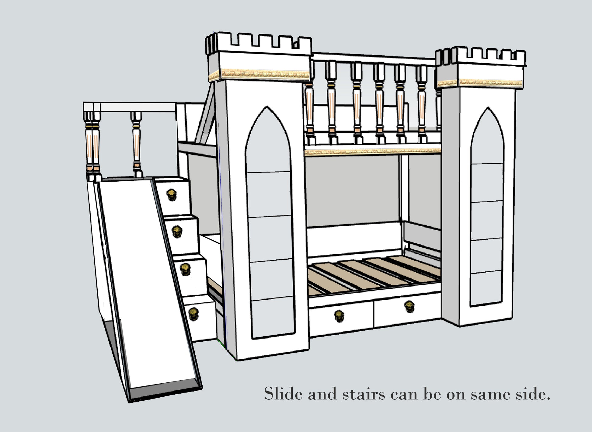 Princess castle bed with slide - Linas & Sons